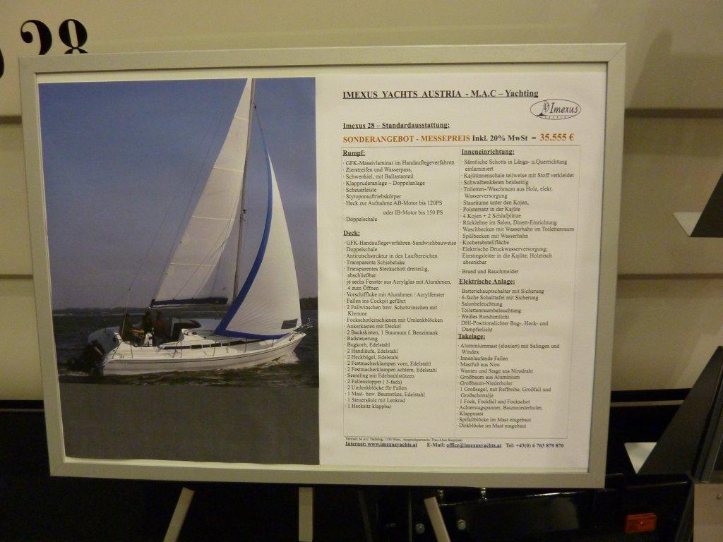 Daten der Imexus 28 Segel/Motoryacht - Messe Tulln 2011